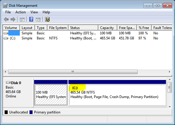 Windows 7 partitions