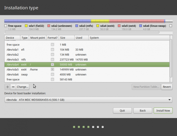 GPT partitions Linux Mint 17.1