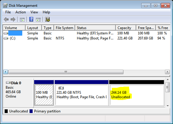 Shrink Windows 7 C drive