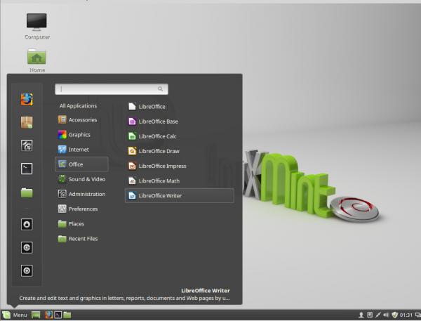 Linux Mint Debian LMDE Cinnamon menu