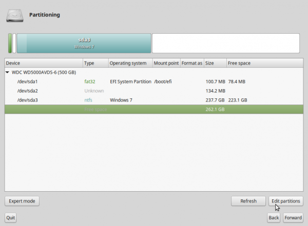 LMDE 2 partitions