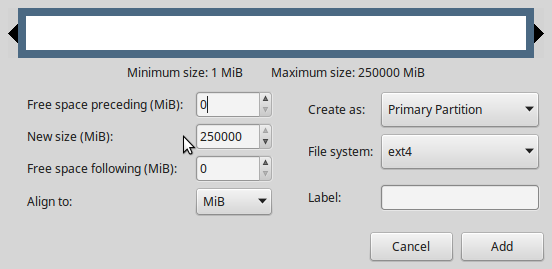 LMDE 2 create root partition