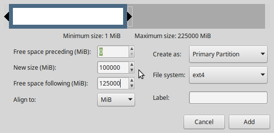 LMDE 2 create home partition