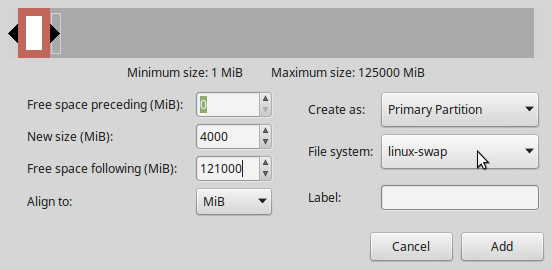 LMDE 2 create Swap partition