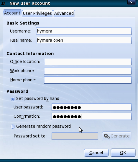 Adding a user