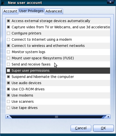 user privileges