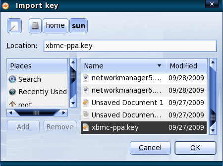 saved key file