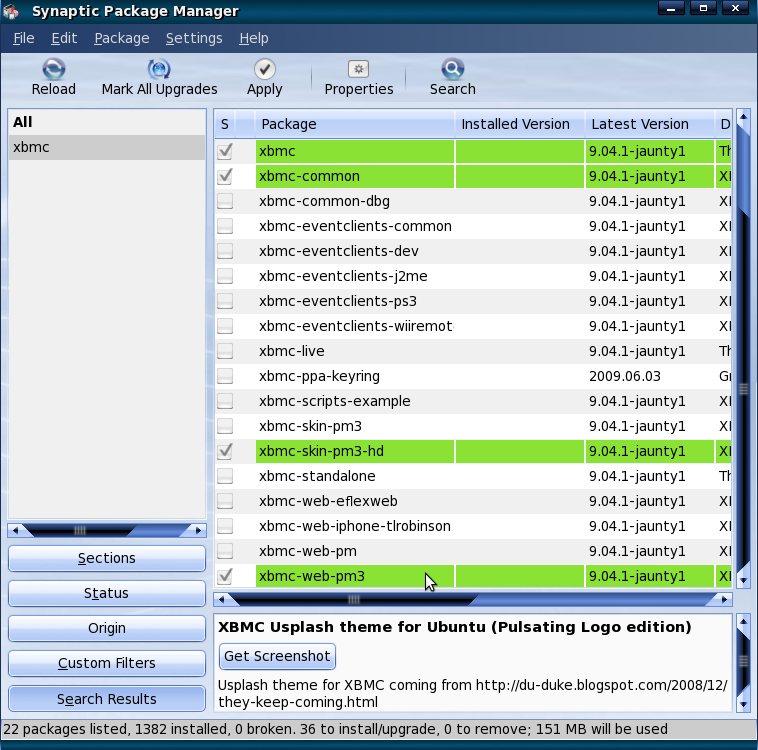 xbmc packages 