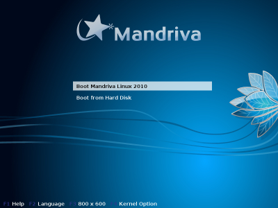 Mandriva One installation screen