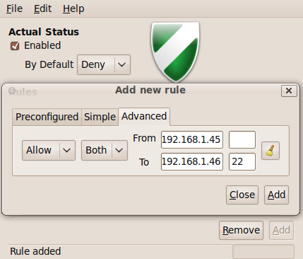Creating a rule for openSSH Creating a rule for openSSH