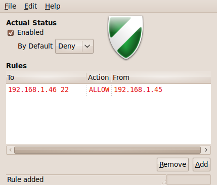 SSH rule on Gufw SSH rule on Gufw