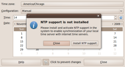 Install ntp package Install ntp package
