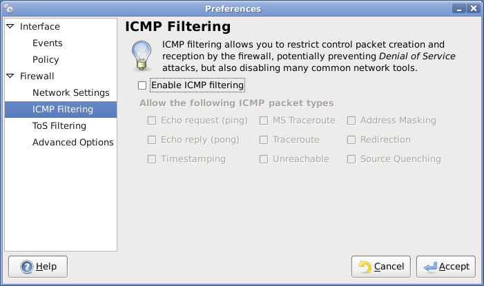icmp filtering icmp filtering
