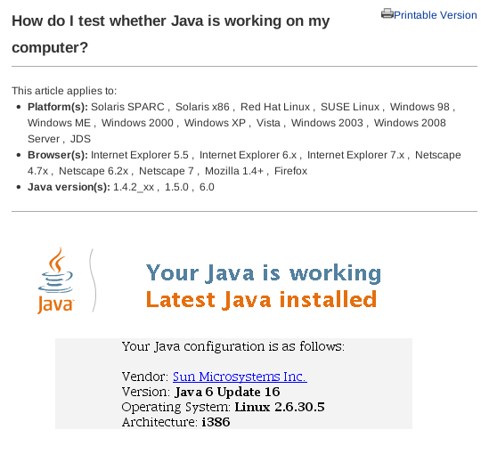 Java browser test Java browser test